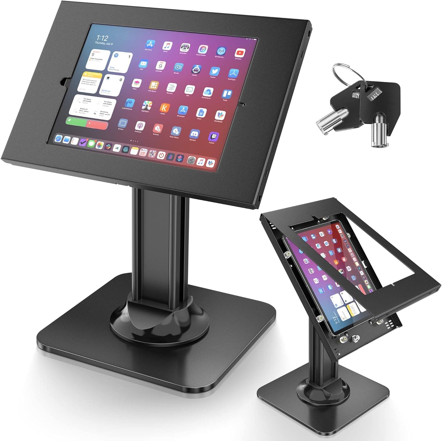ClearWorkers Site Kiosk Package — rugged tablet stand with lock and security enclosure
